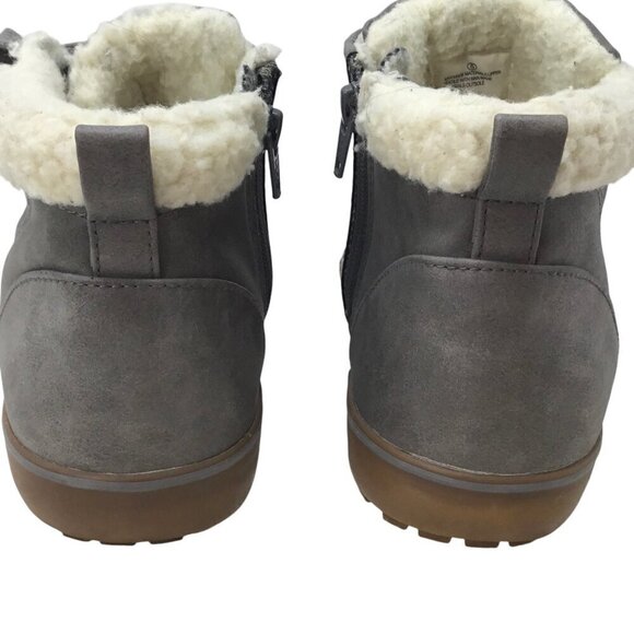 Cat & Jack Barnett Sherpa Lined Boy's Boots Sneakers Gray Sz 5 Side Zip High Top - Picture 8 of 10